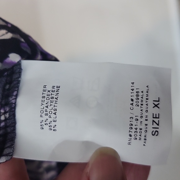 MOTHERHOOD MATERNITY "Black Diamond" Black White Purple Faux Wrap Midi Dress - Picture 6 of 9